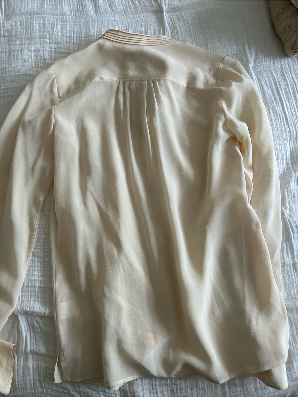 Jcrew Cream Ruffled Neck Button-Front Blouse - Picture 3 of 3